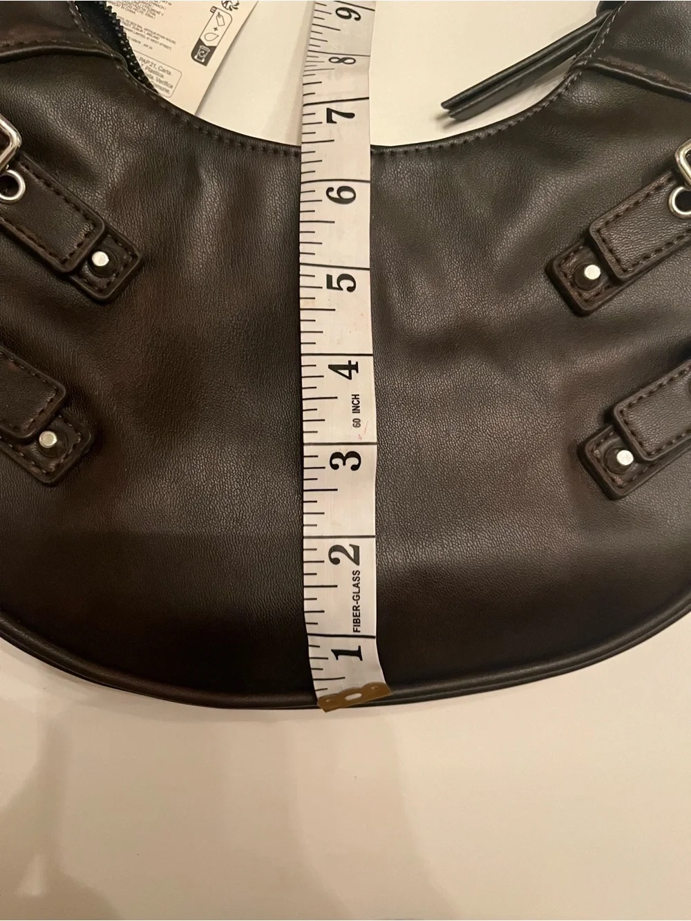 Brown Buckle Detail Hobo Shoulder Bag with crossbody strap